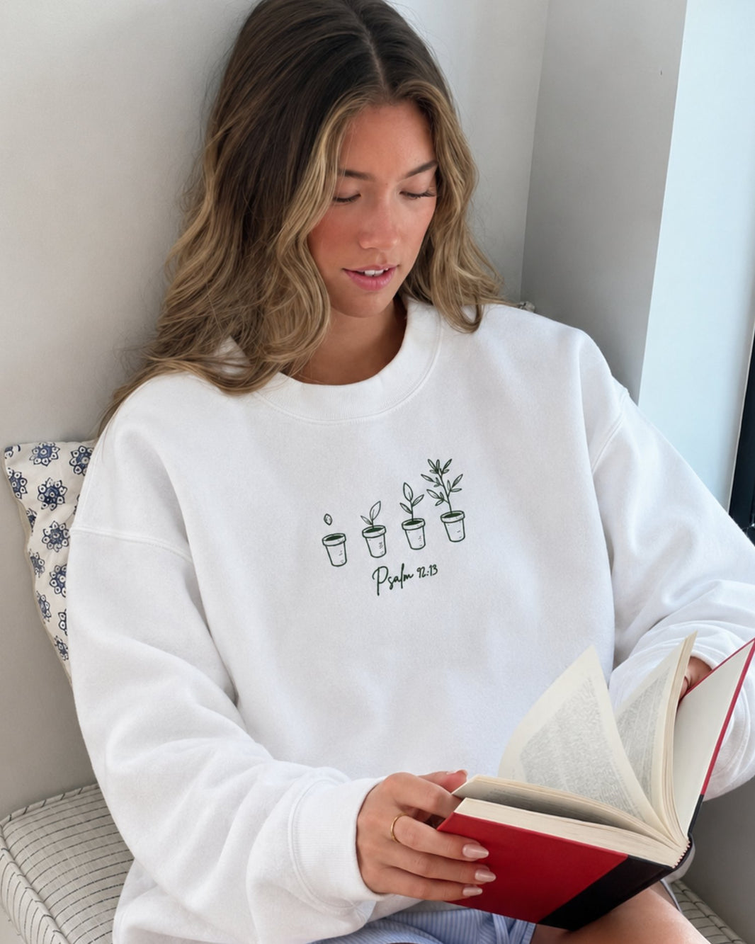 Psalm 92:13 Planted in the House of the Lord Embroidered Sweatshirt
