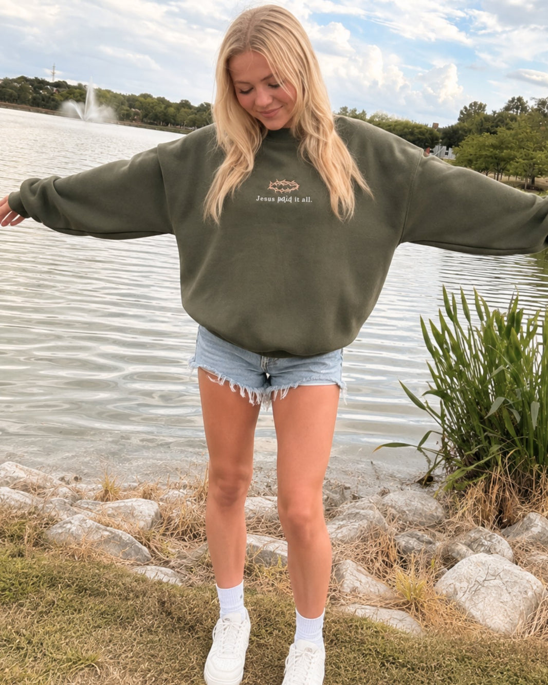 Jesus Paid It All Embroidered Sweatshirt