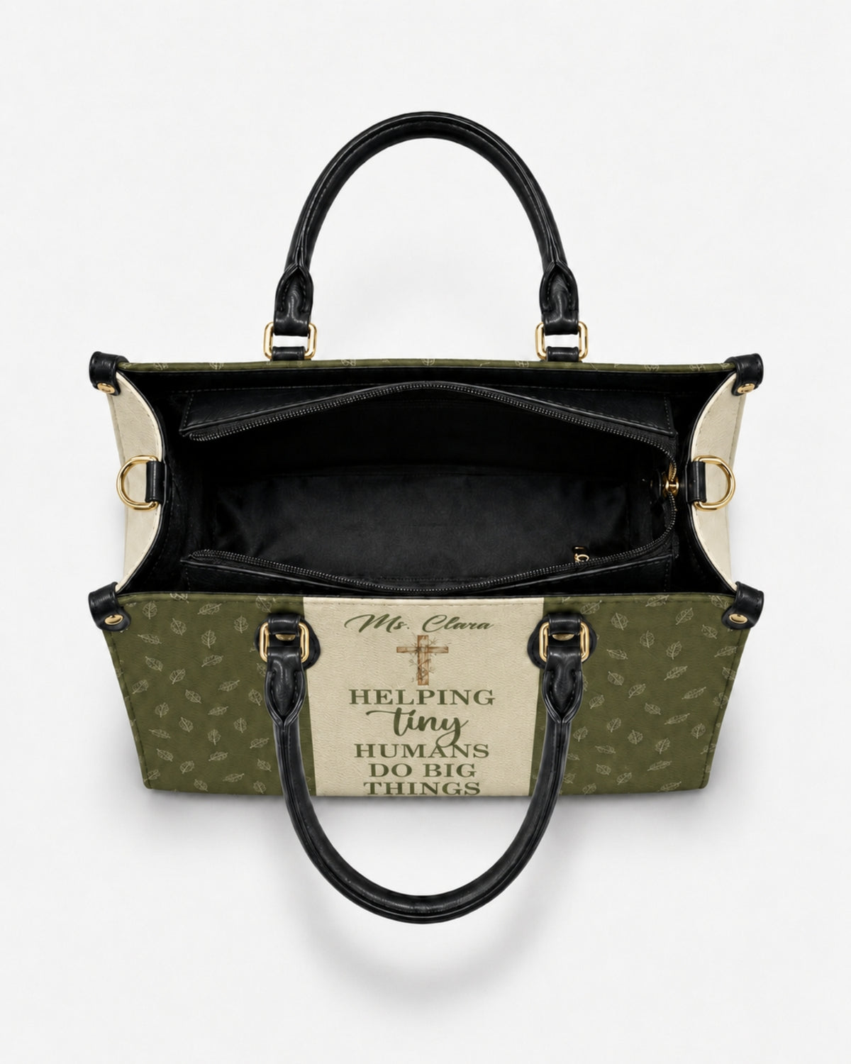 Helping Tiny Humans Do Big Things Leather Handbag