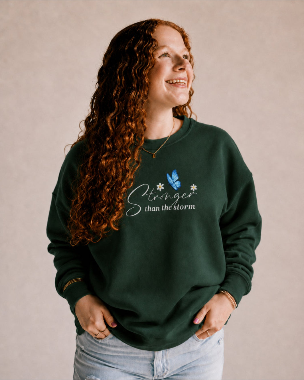 Stronger Than The Storm Embroidered Sweatshirt