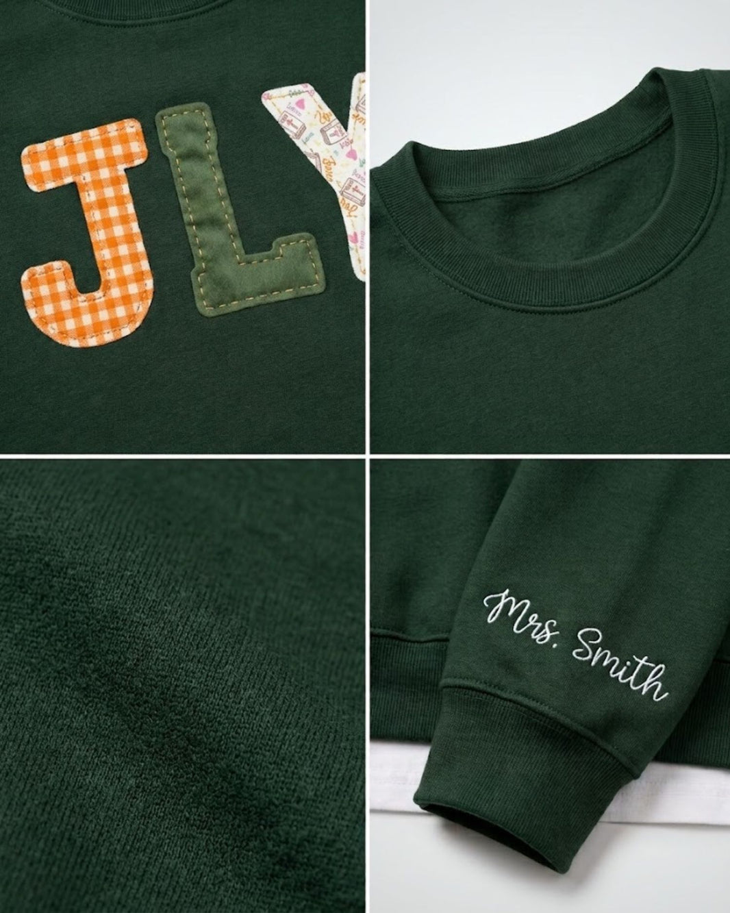 Personalized JLY Patchwork Embroidered Sweatshirt — mockup 2