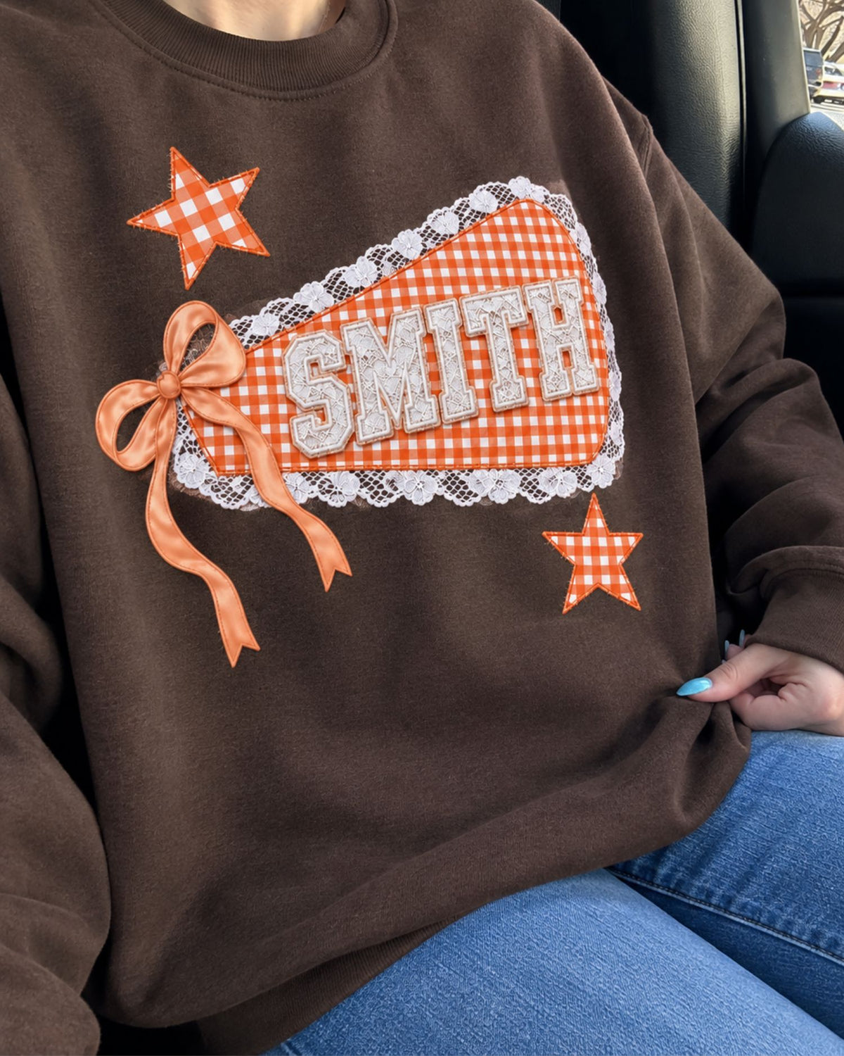 Teacher Custom Name Lace Patchwork Sweatshirt — mockup 6