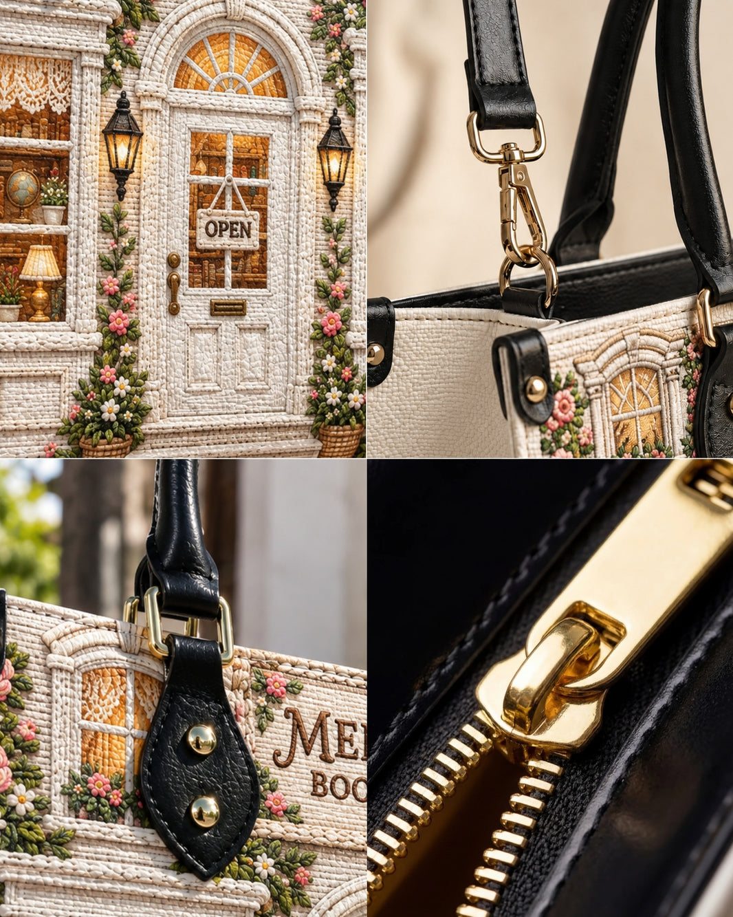 Personalized Garden Bookstore Leather Handbag — mockup 7