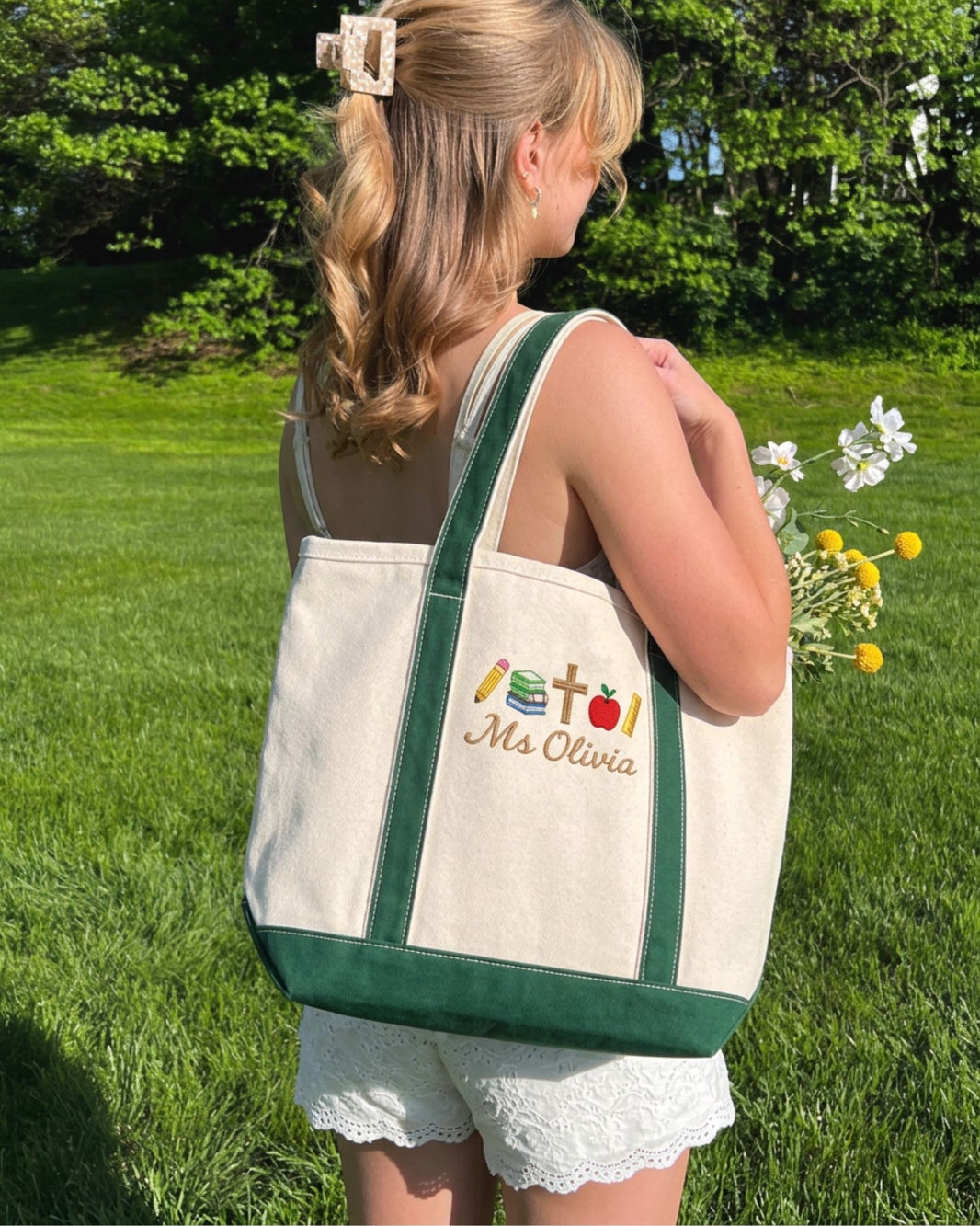 Personalized Faith Teacher Tote Bag — mockup 2