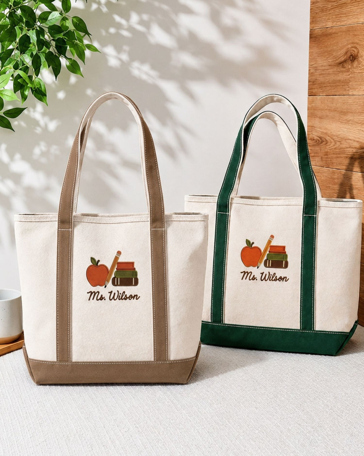 Personalized Teacher Apple Books Tote Bag — mockup 5