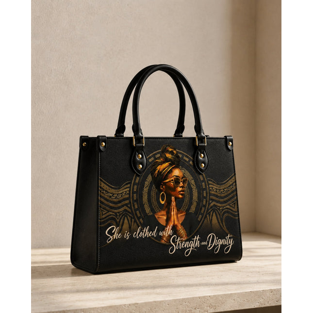 Christian Strength and Dignity Leather Handbag