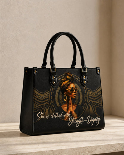 Christian Strength and Dignity Leather Handbag