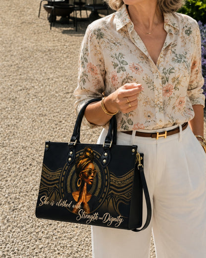 Christian Strength and Dignity Leather Handbag