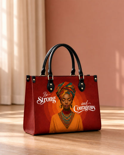 Be Strong and Courageous Leather Handbag