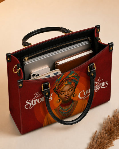 Be Strong and Courageous Leather Handbag