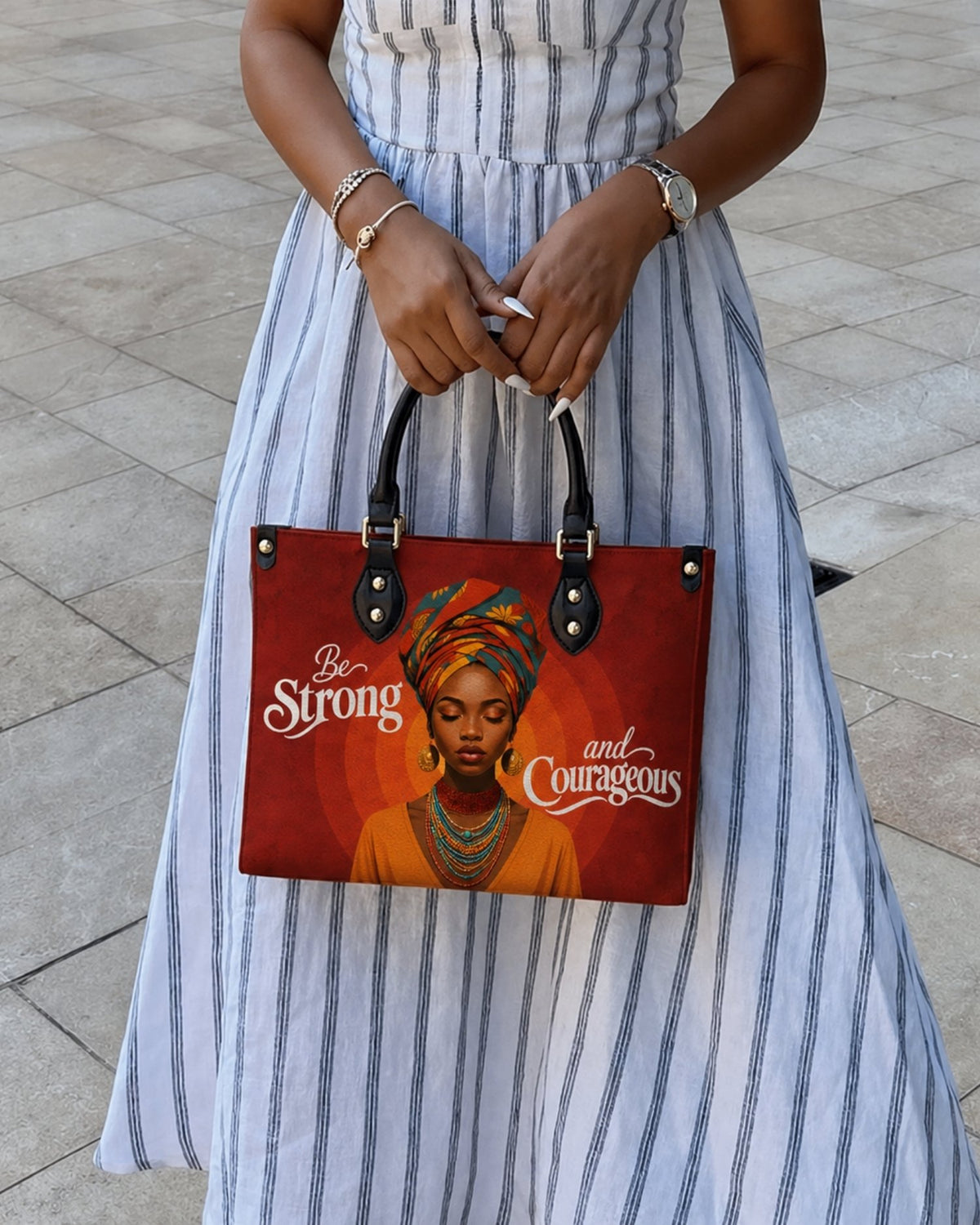 Be Strong and Courageous Leather Handbag