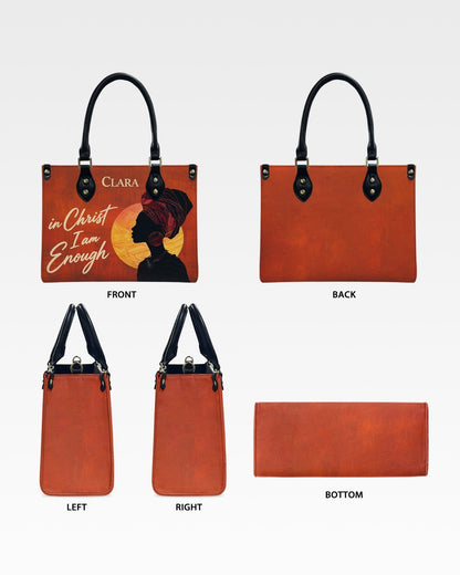 In Christ I Am Enough Leather Handbag