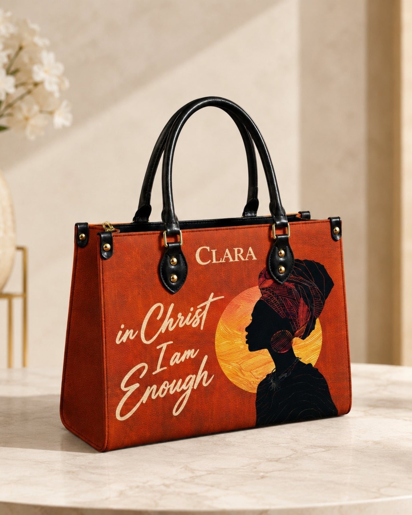 In Christ I Am Enough Leather Handbag