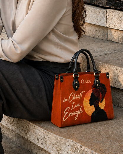 In Christ I Am Enough Leather Handbag