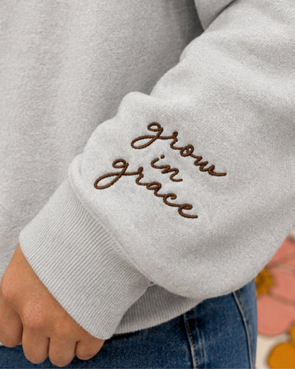 Grow in Grace Teacher Embroidered Quarter Zip Sweatshirt