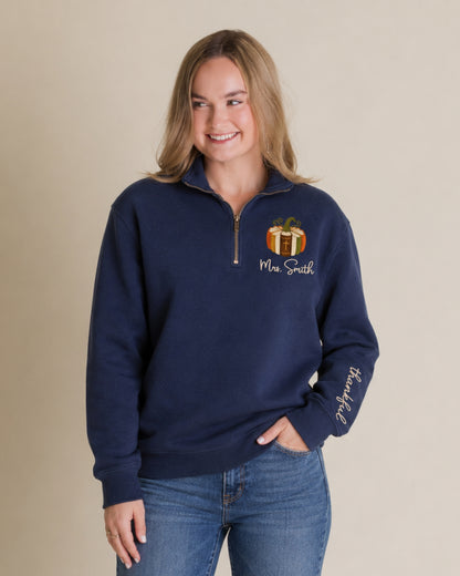 Pumpkin Bible Embroidered Quarter Zip Sweatshirt