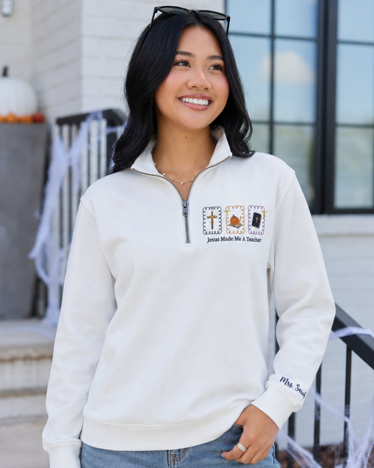 Jesus Made Me a Teacher Embroidered Sweatshirt