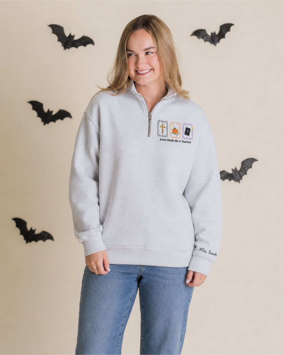 Jesus Made Me a Teacher Embroidered Sweatshirt