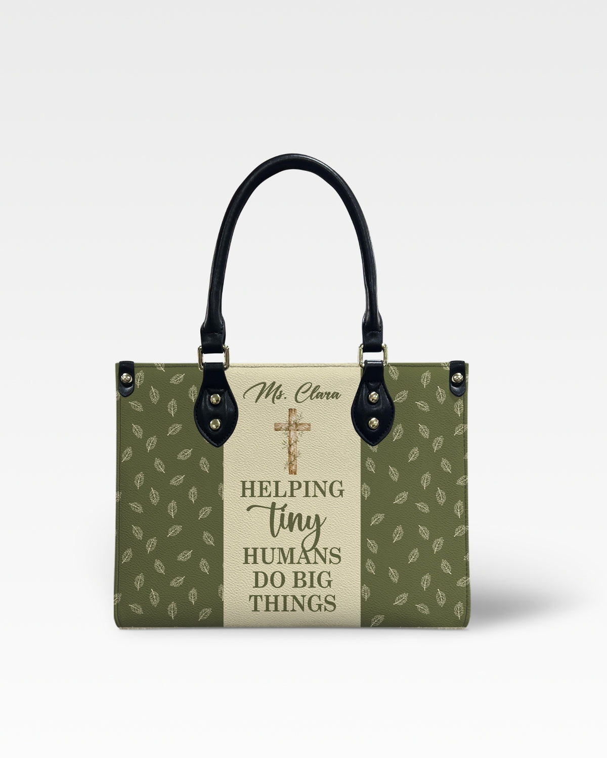Helping Tiny Humans Do Big Things Leather Handbag
