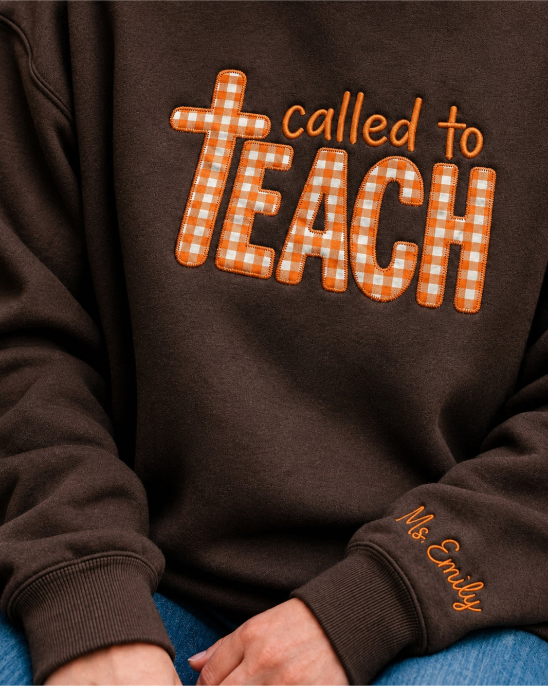 Called to Teach Patchwork Embroidered Sweatshirt