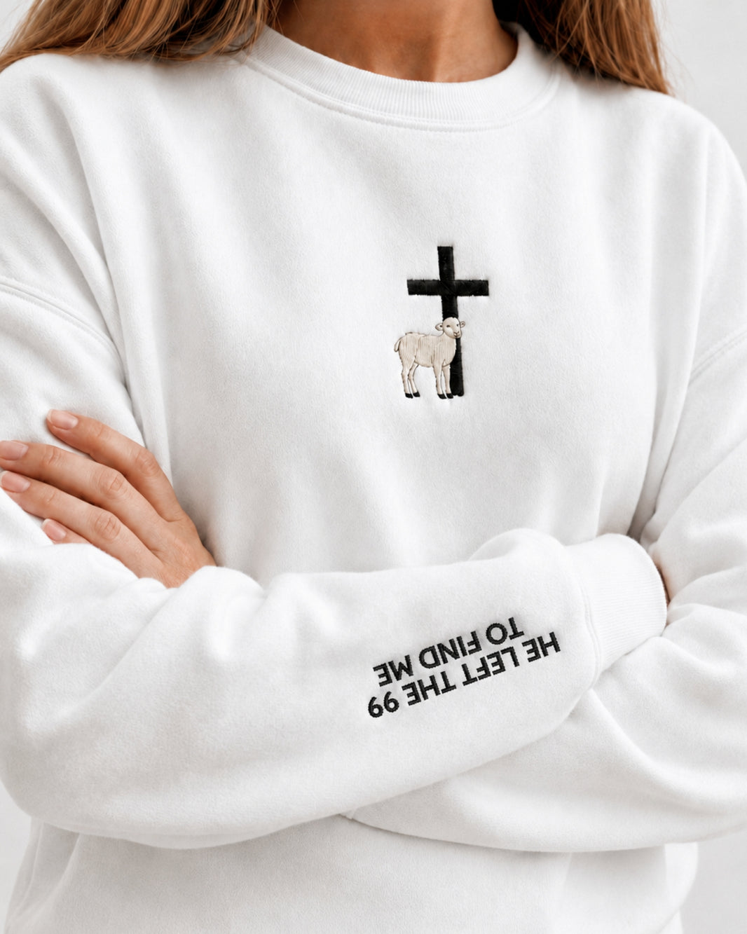 He Left The 99 To Find Me Embroidered Sweatshirt