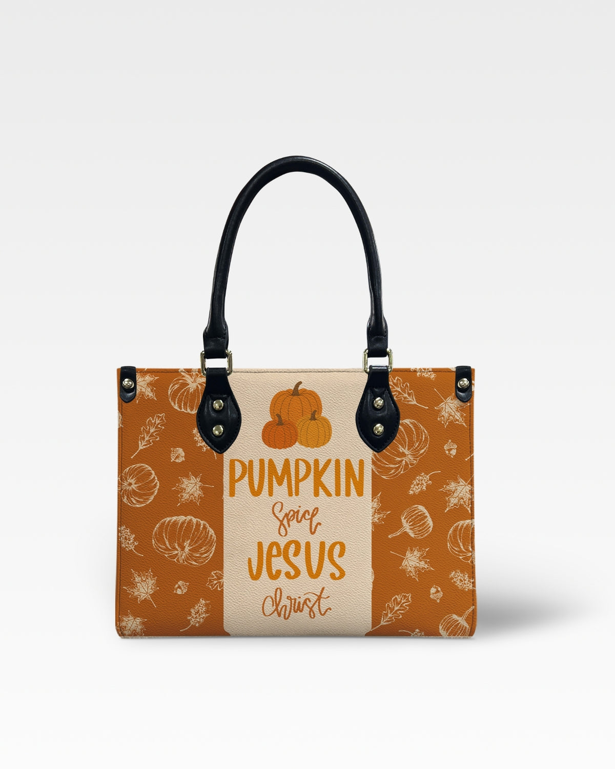 Pumpkin Spice Jesus Christ Fall Leather Handbag