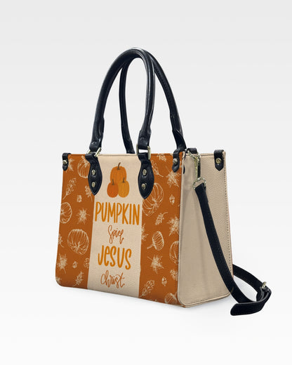 Pumpkin Spice Jesus Christ Fall Leather Handbag