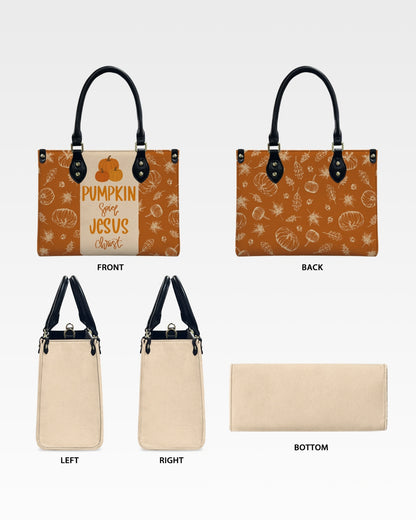 Pumpkin Spice Jesus Christ Fall Leather Handbag