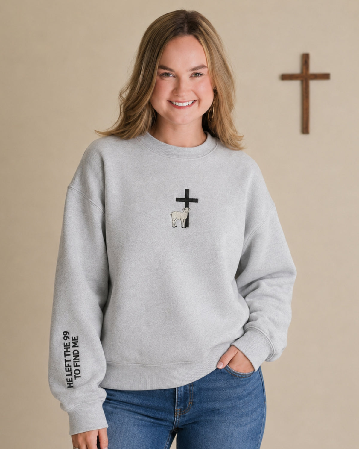 He Left The 99 To Find Me Embroidered Sweatshirt