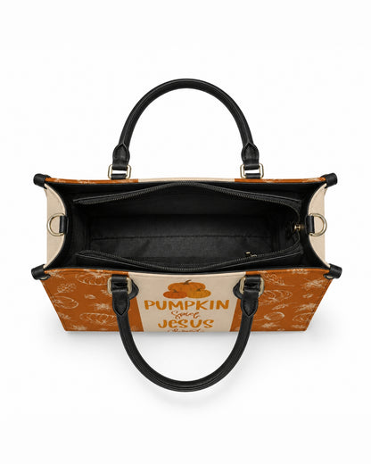 Pumpkin Spice Jesus Christ Fall Leather Handbag