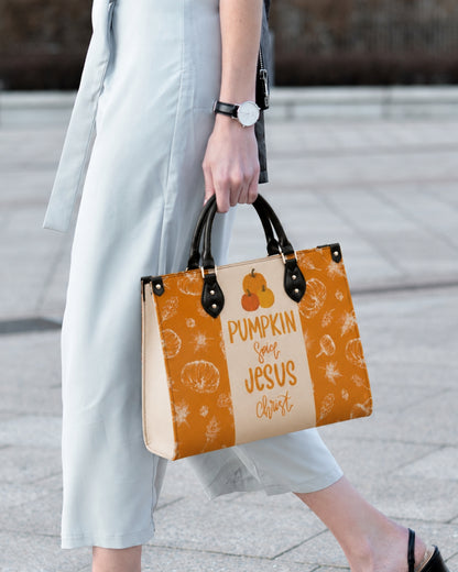 Pumpkin Spice Jesus Christ Fall Leather Handbag