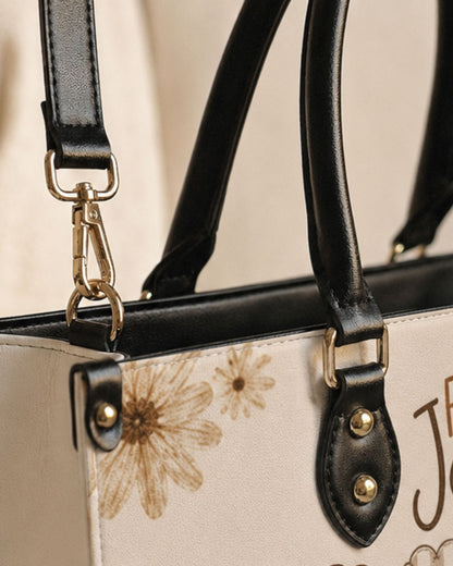 Fall For Jesus He Never Leaves Leather Handbag