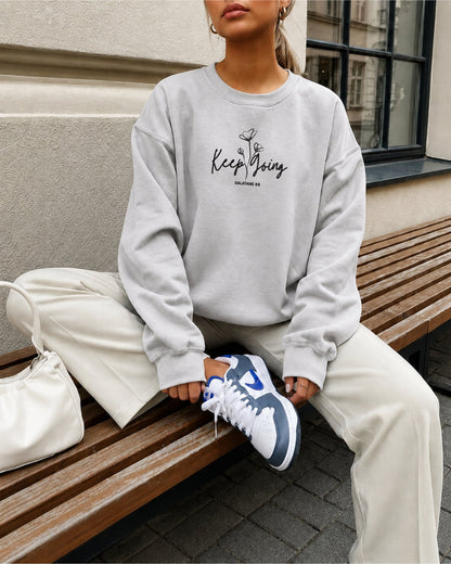 Keep Going Galatians 6:9 Embroidered Sweatshirt