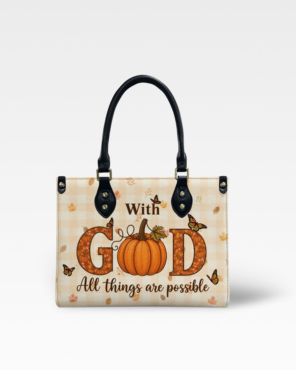 With God All Things Are Possible Leather Handbag