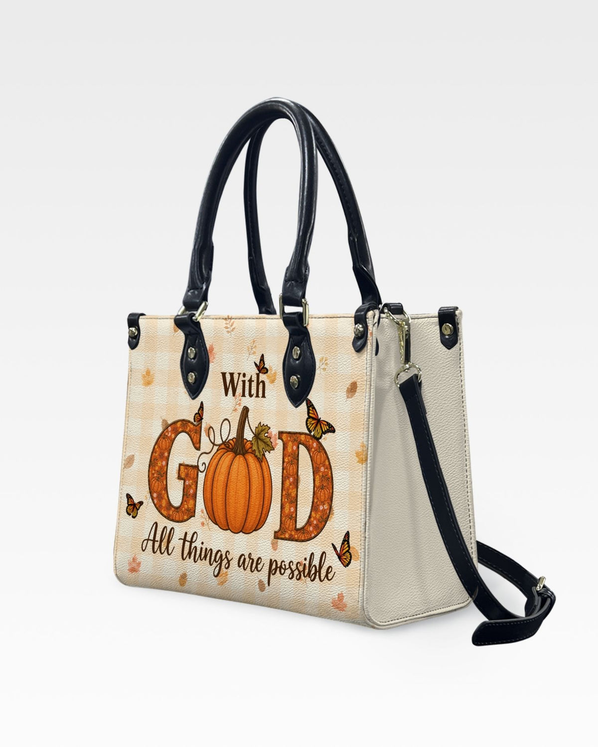 With God All Things Are Possible Leather Handbag