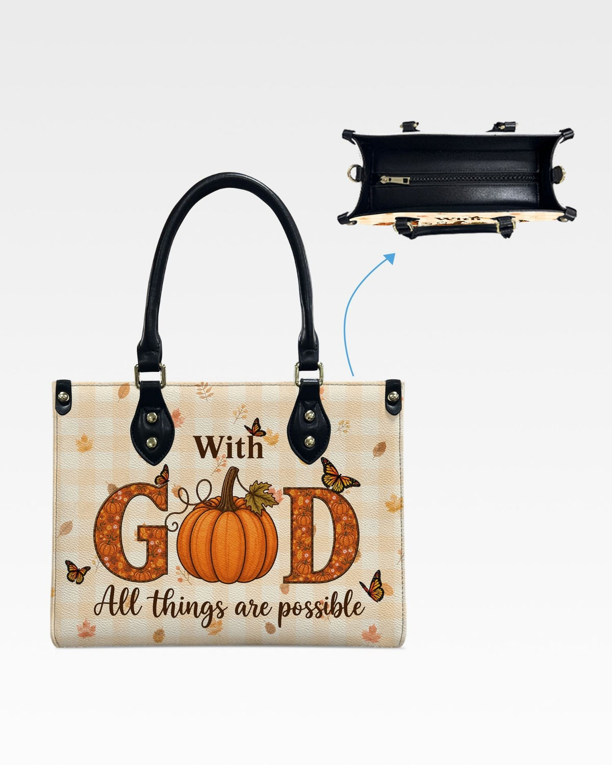 With God All Things Are Possible Leather Handbag