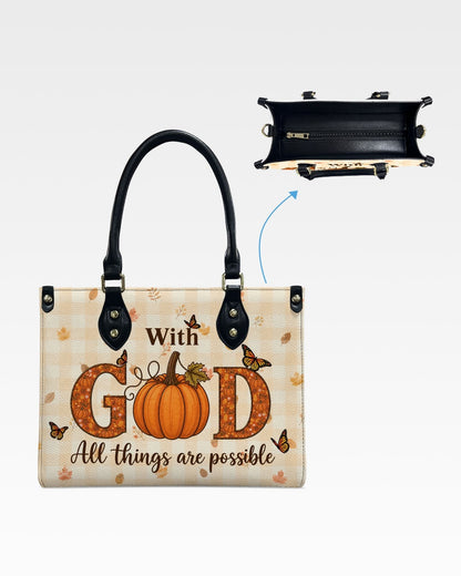 With God All Things Are Possible Leather Handbag