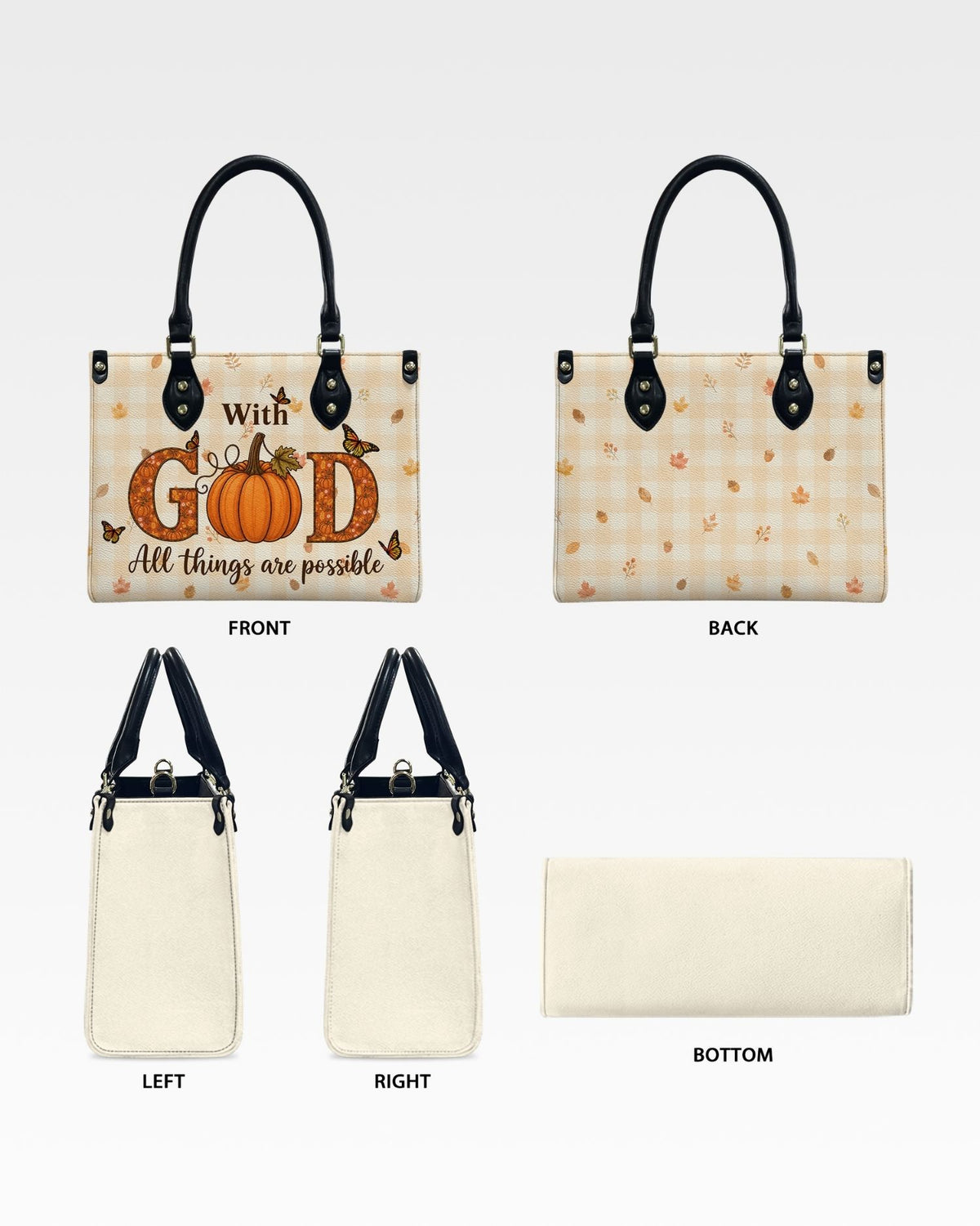 With God All Things Are Possible Leather Handbag