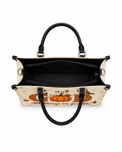 With God All Things Are Possible Leather Handbag