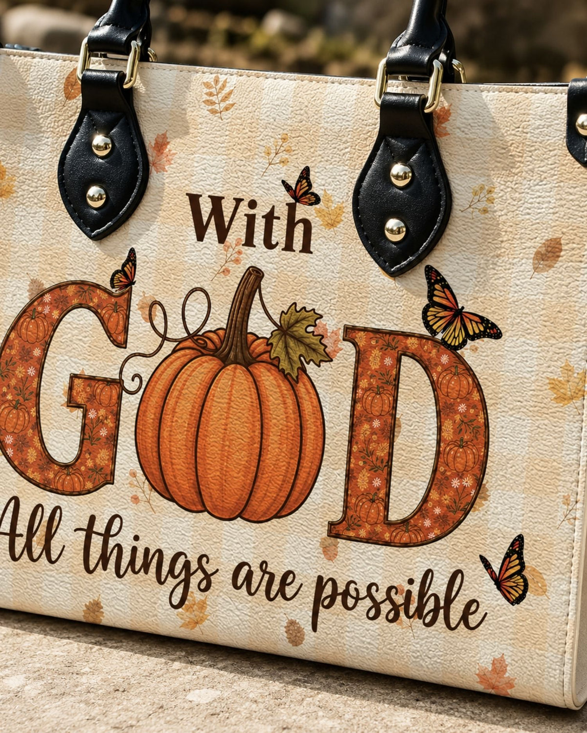 With God All Things Are Possible Leather Handbag