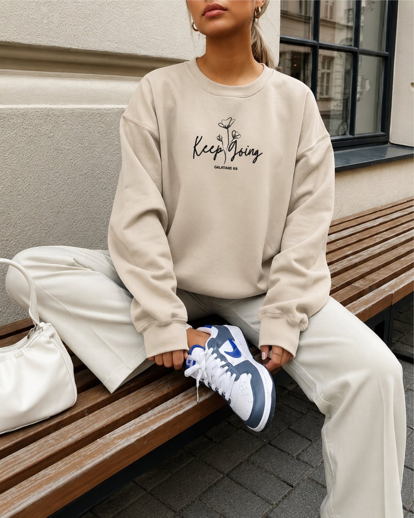 Keep Going Galatians 6:9 Embroidered Sweatshirt