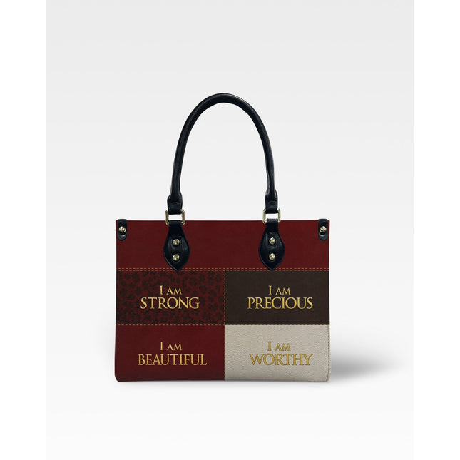 I Am Worthy Leather Handbag