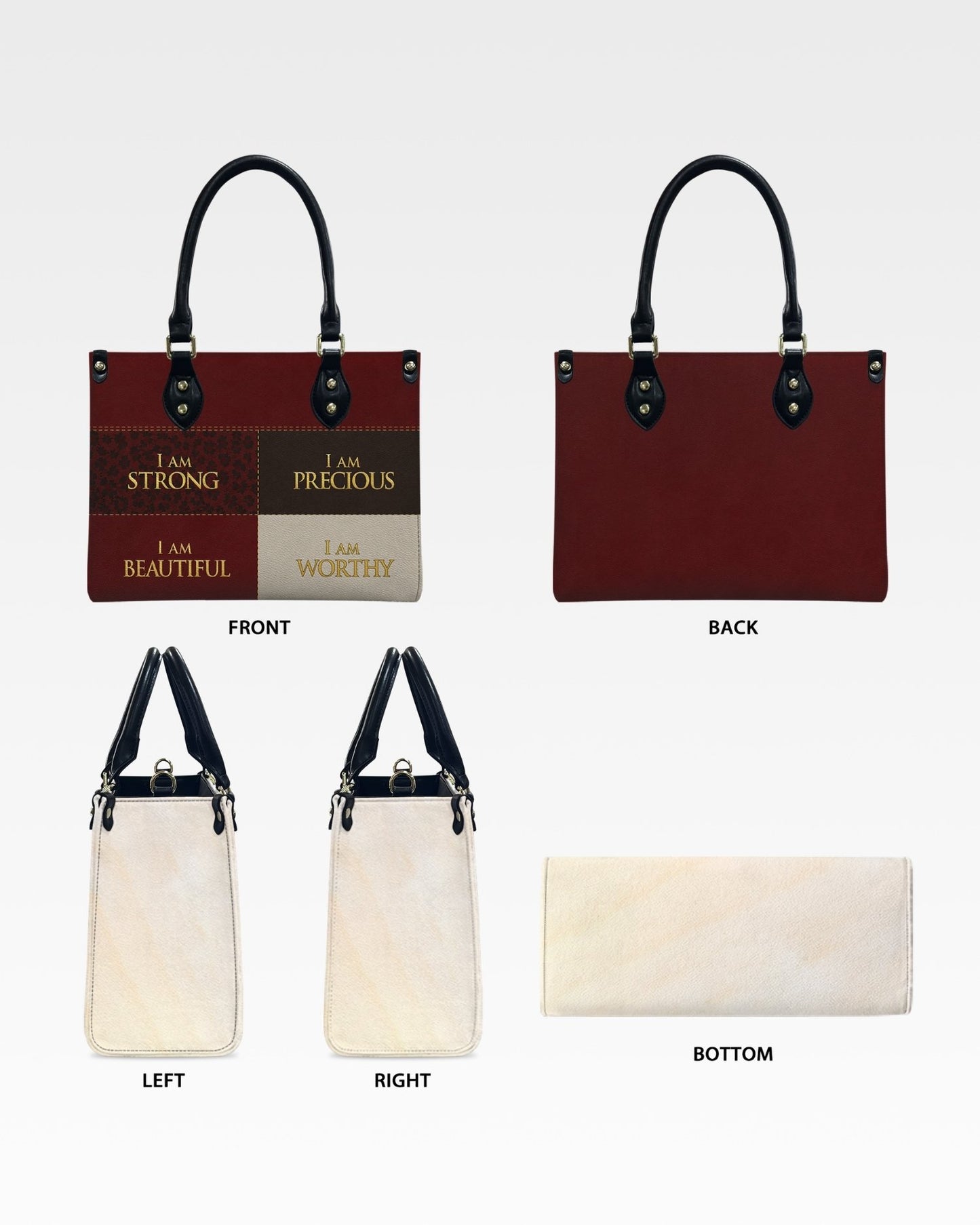 I Am Worthy Leather Handbag