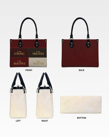 I Am Worthy Leather Handbag