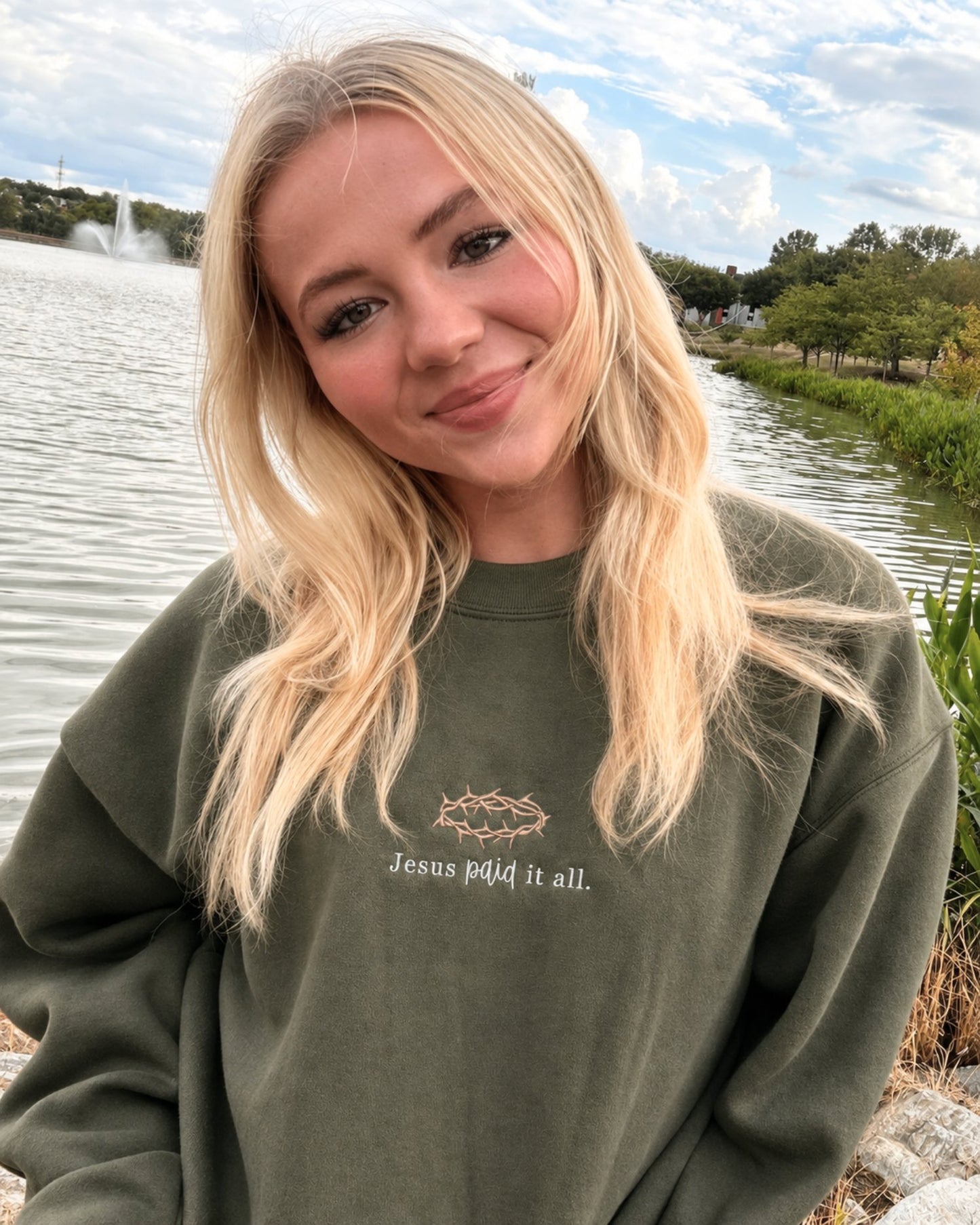 Jesus Paid It All Embroidered Sweatshirt