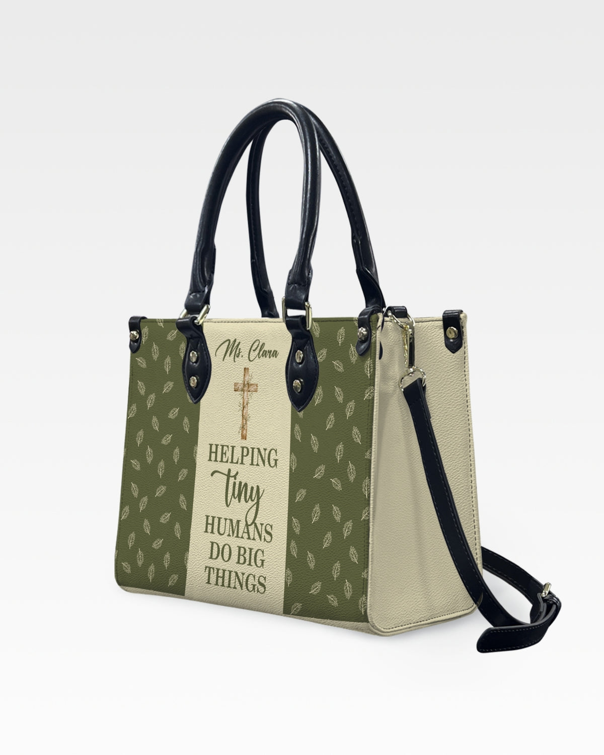 Helping Tiny Humans Do Big Things Leather Handbag