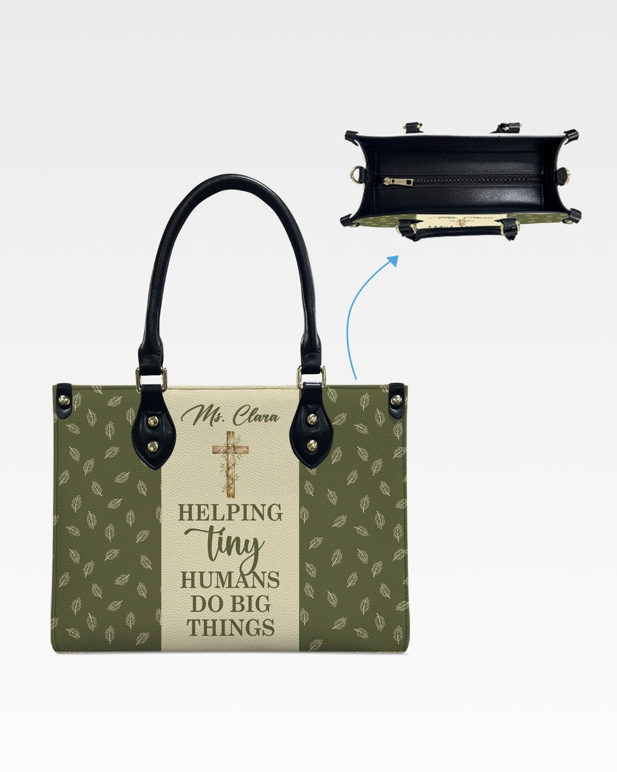 Helping Tiny Humans Do Big Things Leather Handbag