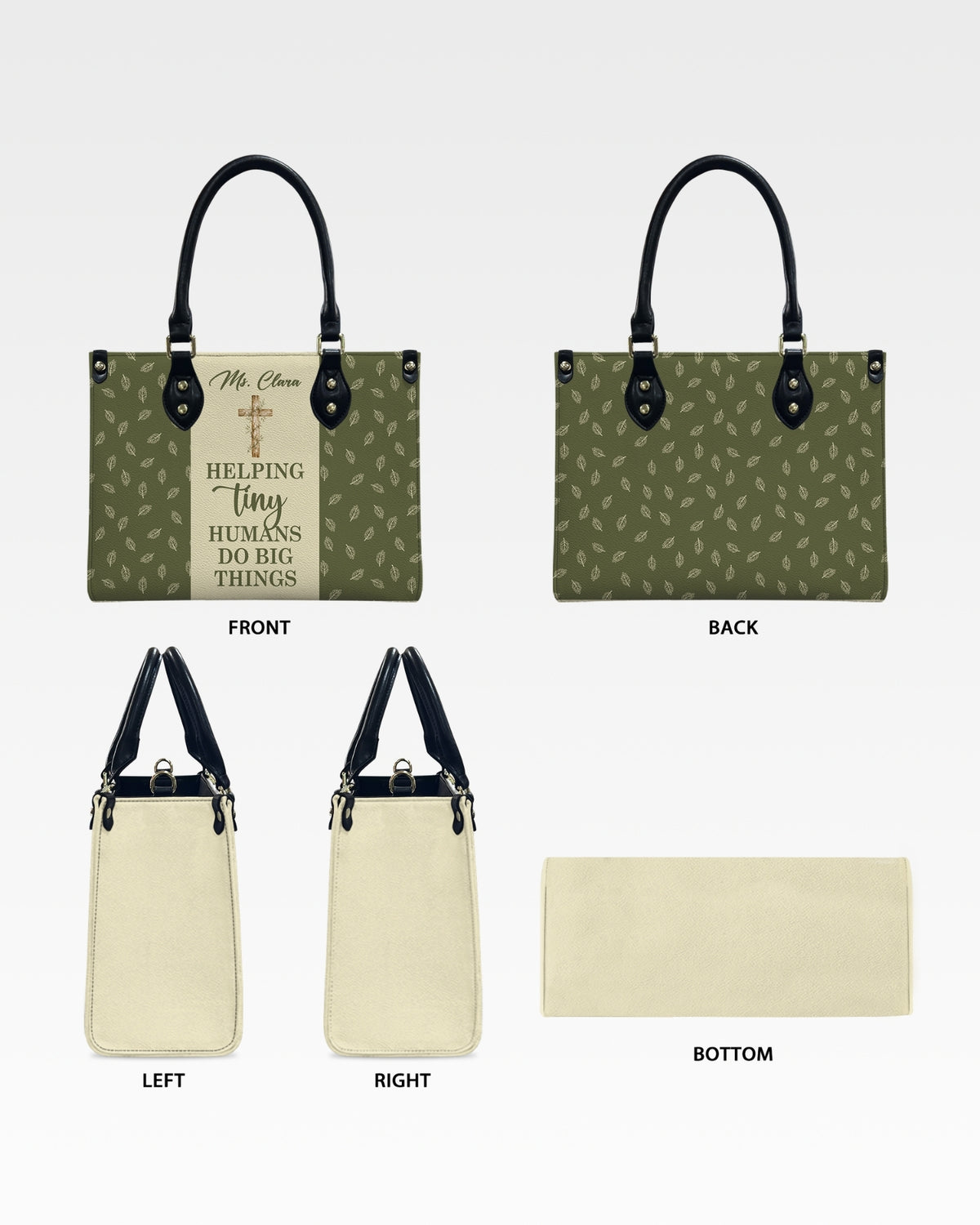 Helping Tiny Humans Do Big Things Leather Handbag