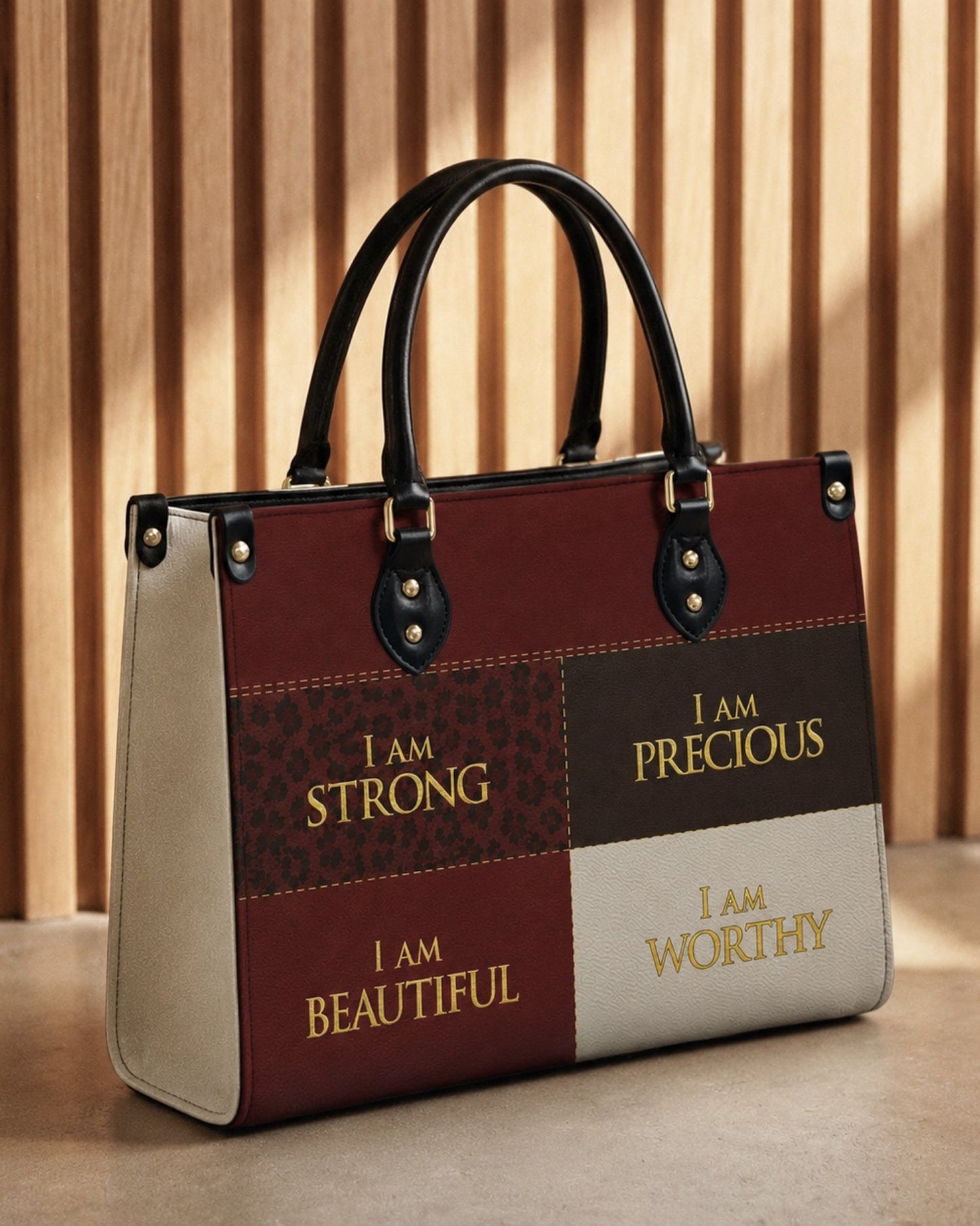 I Am Worthy Leather Handbag