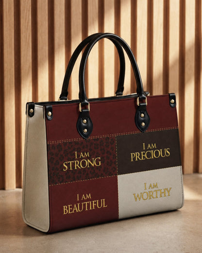 I Am Worthy Leather Handbag
